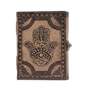 83004.jpeg Cuaderno Esotérico Hamsa - Vintage con Borde de Costura