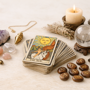 aparece una barja del tarot rider white.