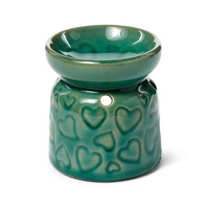Quemador de cerámica con corazones para cera aromática