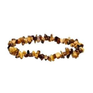 Pulsera chip elástica de ojo de tigre con piedras naturales.