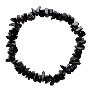 pulsera chip turmalina negra Pulsera chip elástica de turmalina negra con piedras naturales.